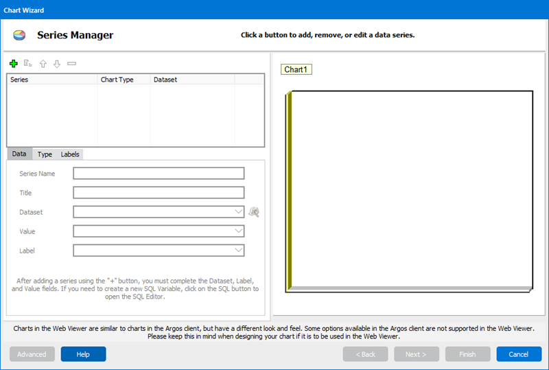 The first screen of the chart wizard.